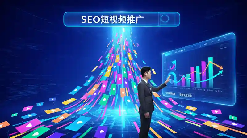 SEO短视频推广入口网页版终极指南的概念图，展示搜索流量与视频流量的融合