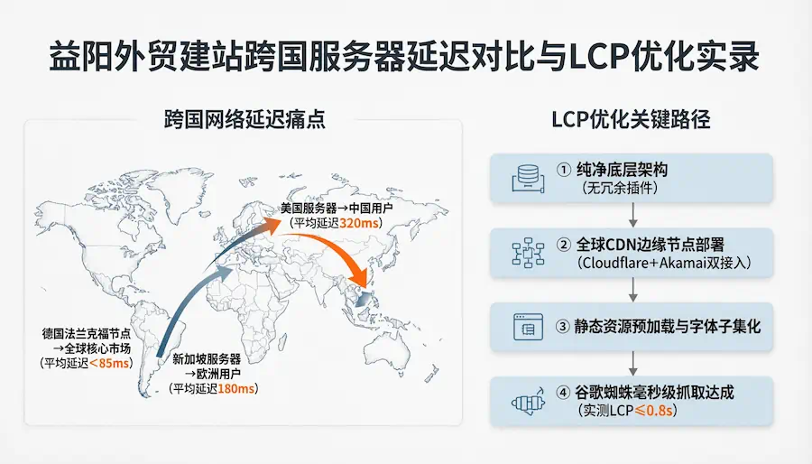 益阳外贸建站跨国服务器延迟对比与LCP优化实录