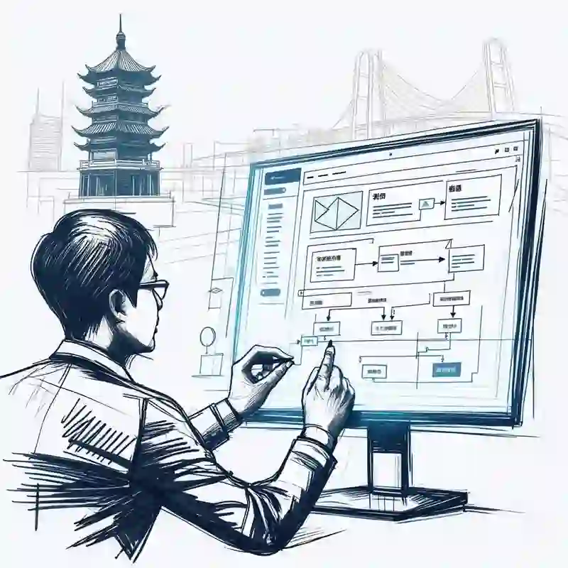 一位专业人士正在规划益阳企业网站建设的蓝图，背景是益阳城市剪影，展现了专业的益阳建站服务。