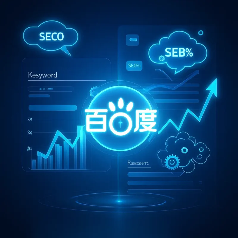 一张展示益阳网站进行百度SEO排名优化的策略图，包含上升的数据曲线和关键词